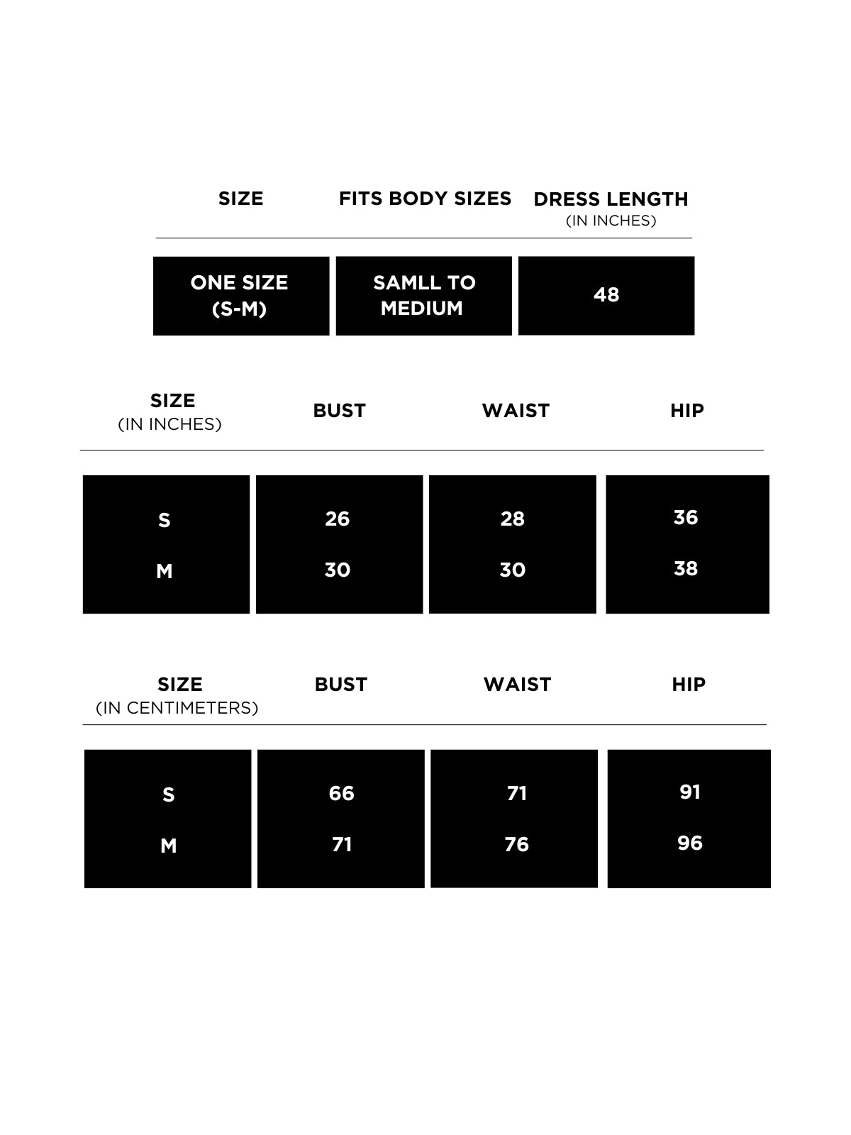 Shimmering Horizon Size Chart