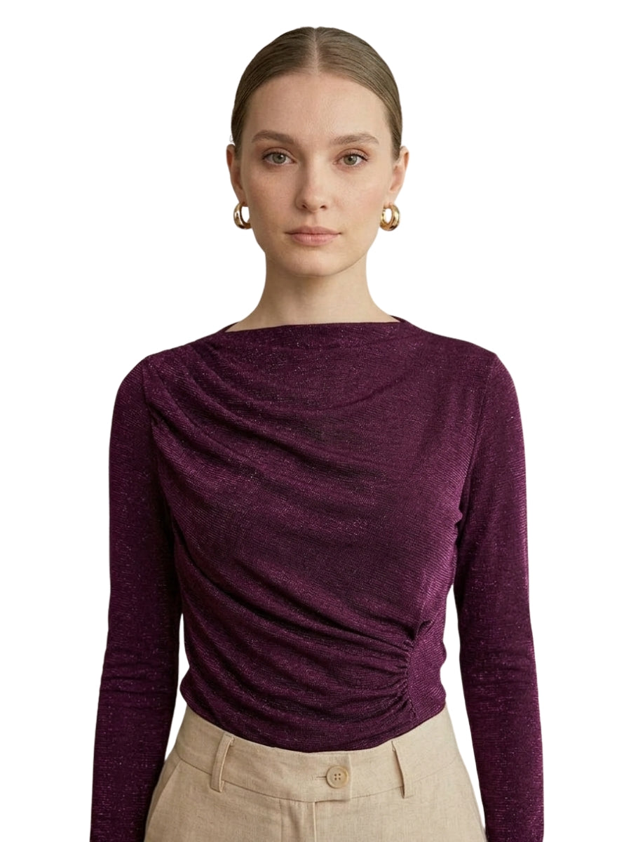 Draped Muse Plum Full Sleevs Top
