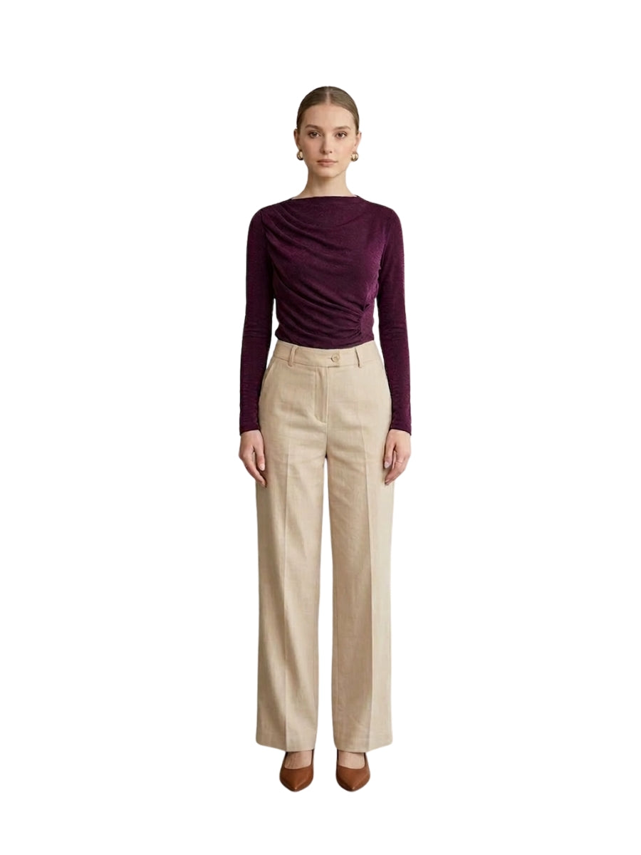Draped Muse Plum Full Sleevs Top