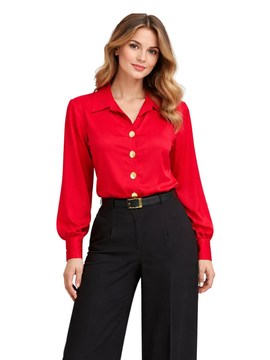 Power Pop Red Satin Shirt