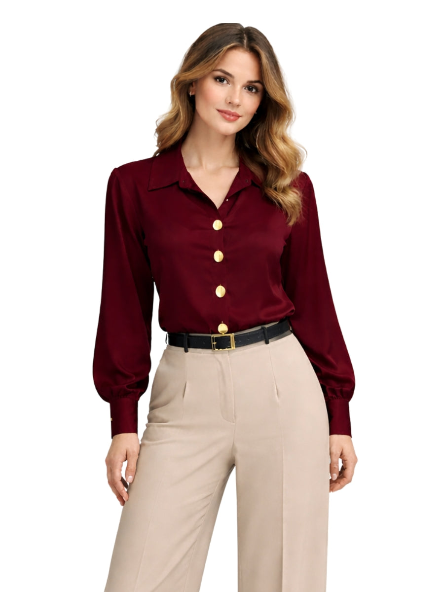 Burgundy Luxe Satin Shirt