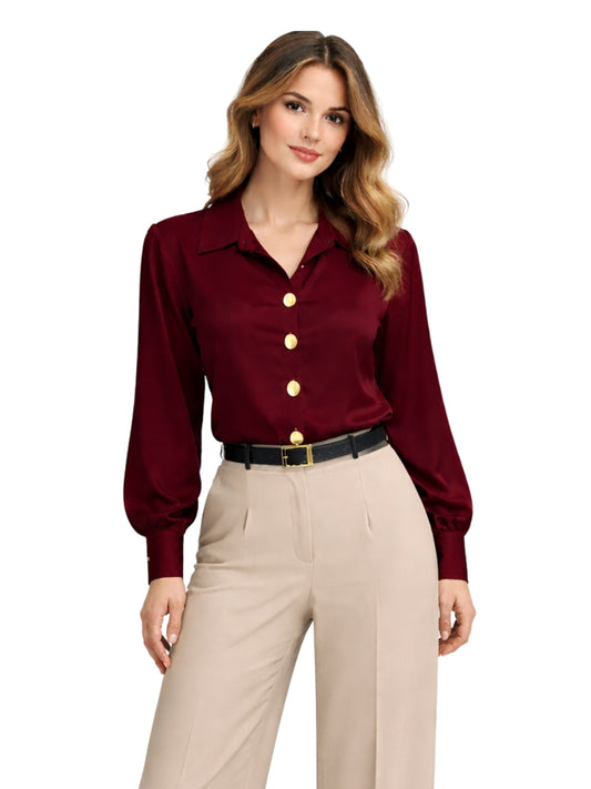 Burgundy Luxe Satin Shirt