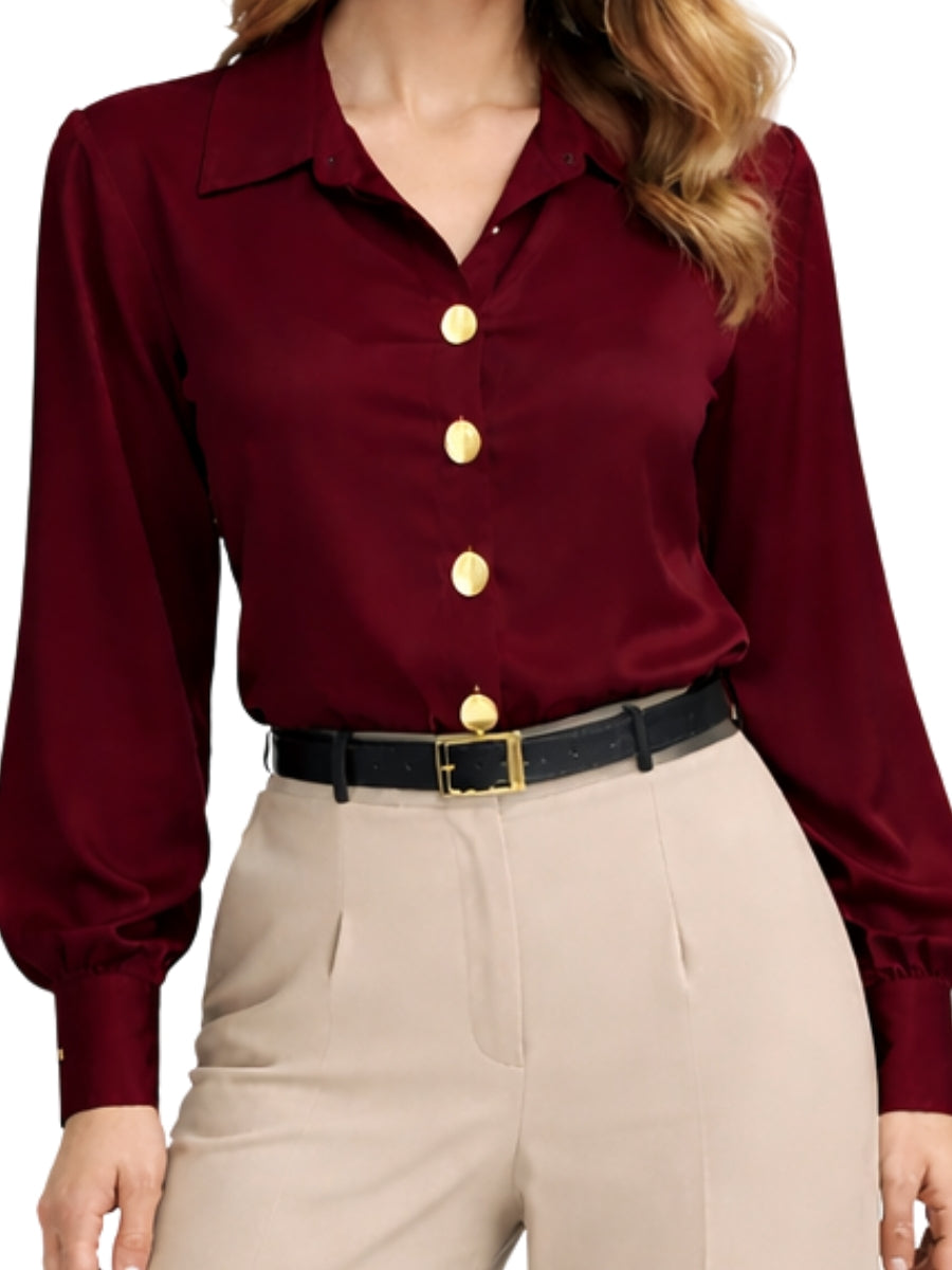Burgundy Luxe Satin Shirt