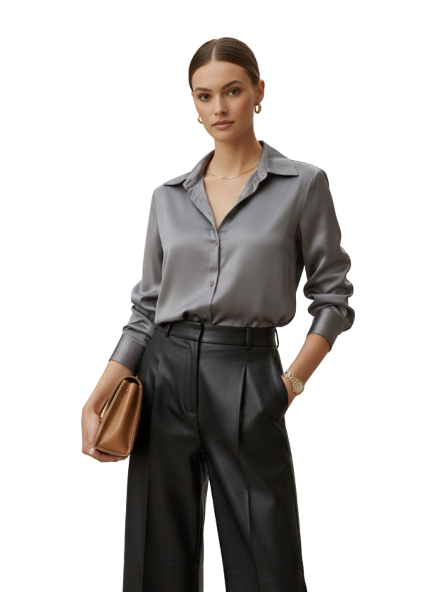 Gray Classic Satin Shirt