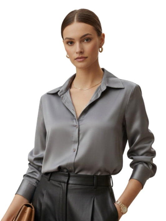 Gray Classic Satin Shirt