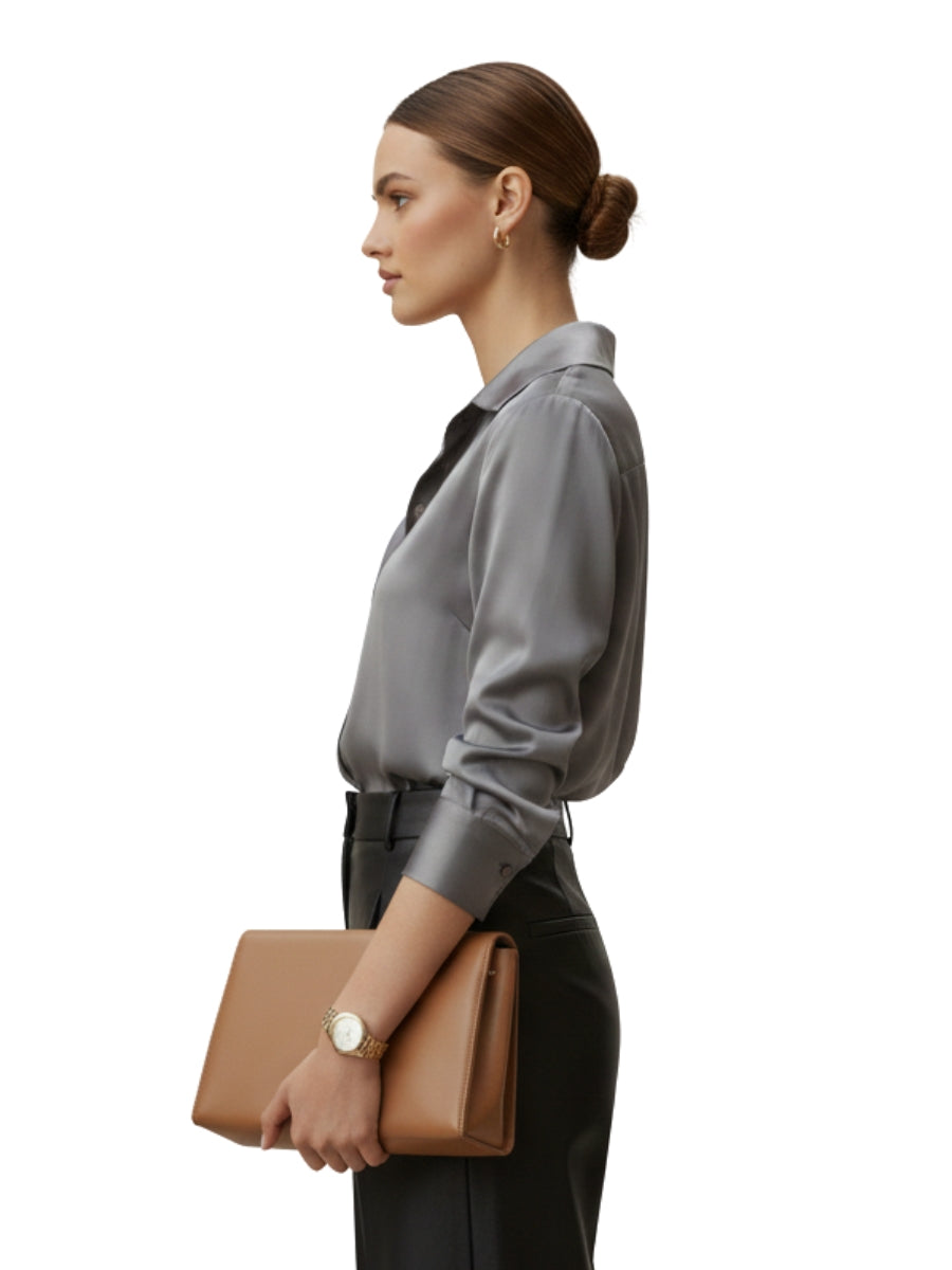 Gray Classic Satin Shirt