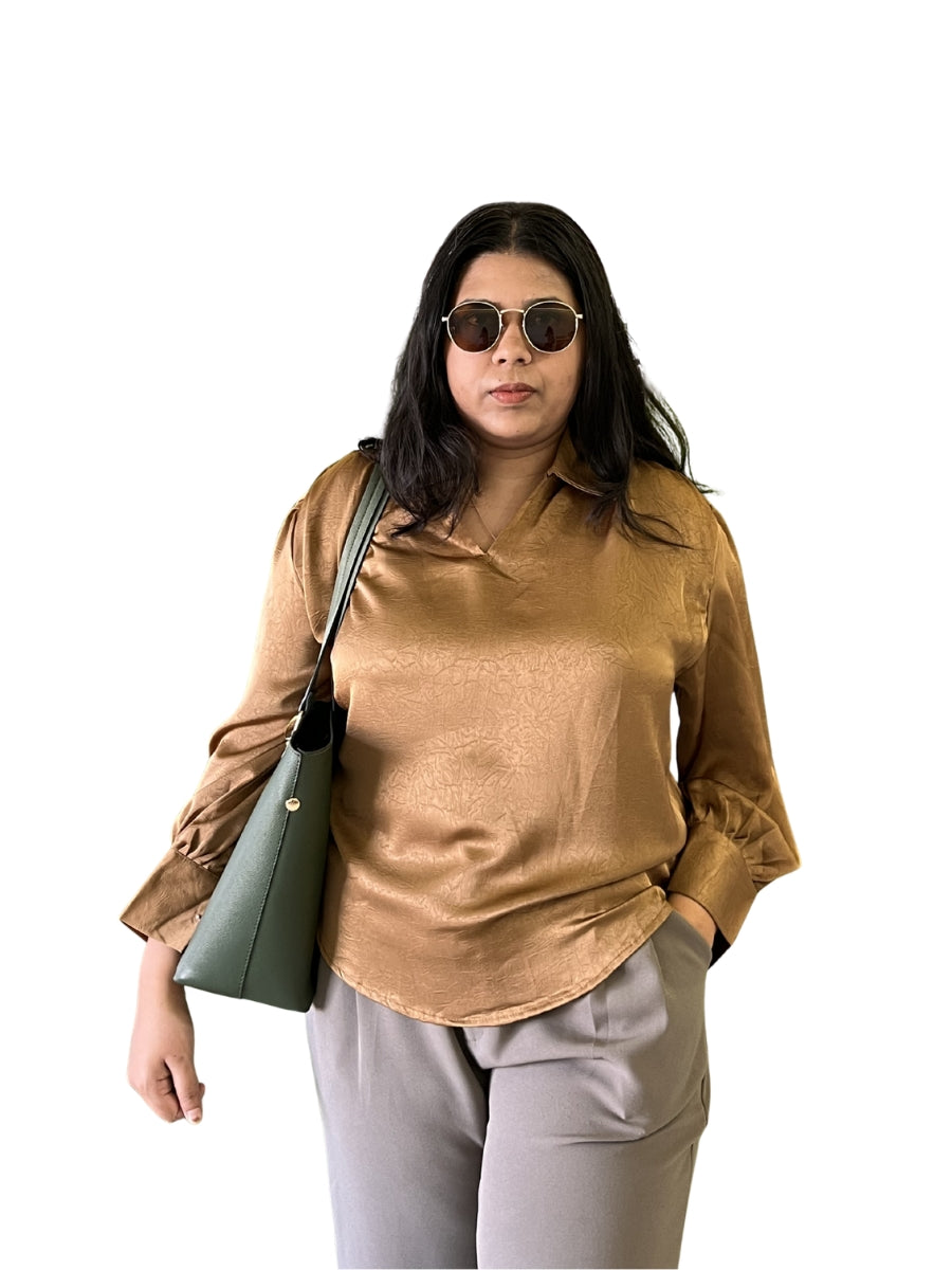 Bronze Glow Satin Top