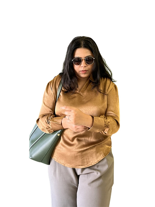 Bronze Glow Satin Top