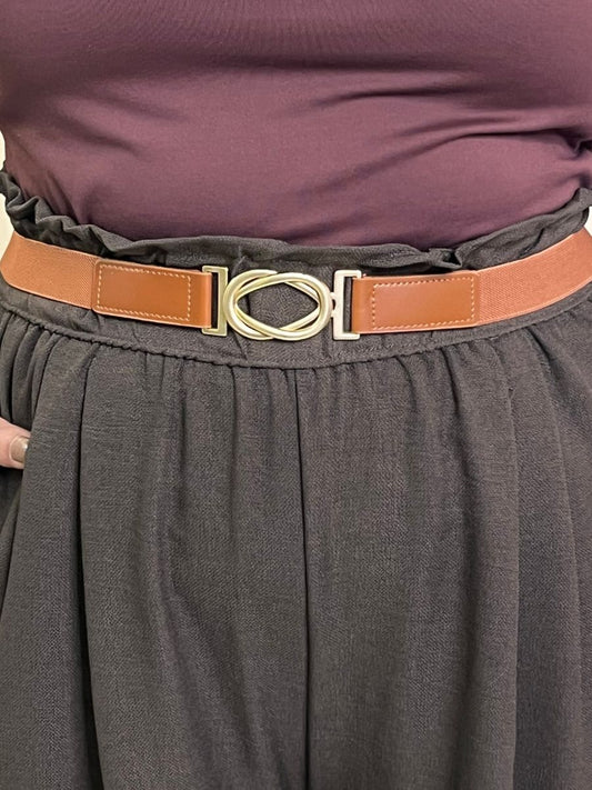 Luxe Infinity Loop Stretch Belt – Tan Brown