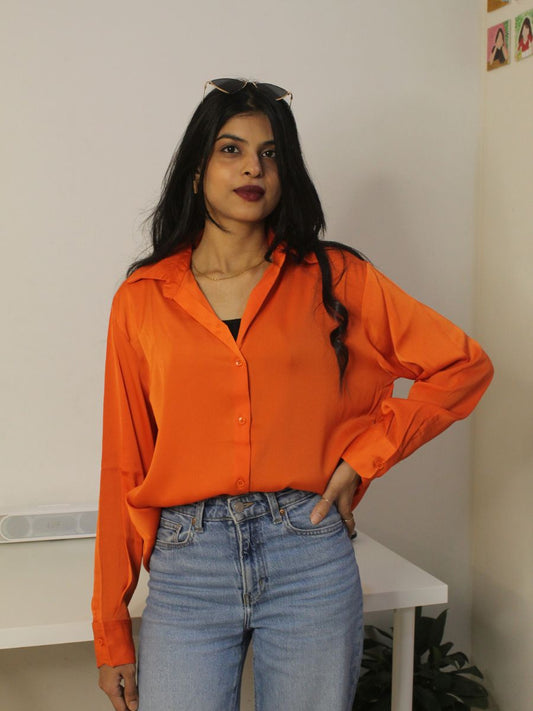 Orange Satin Shirt