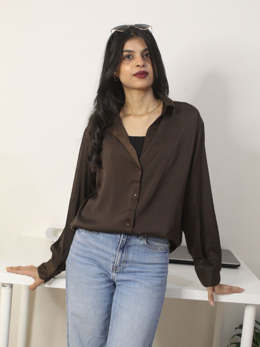 Dark Brown Satin Shirt