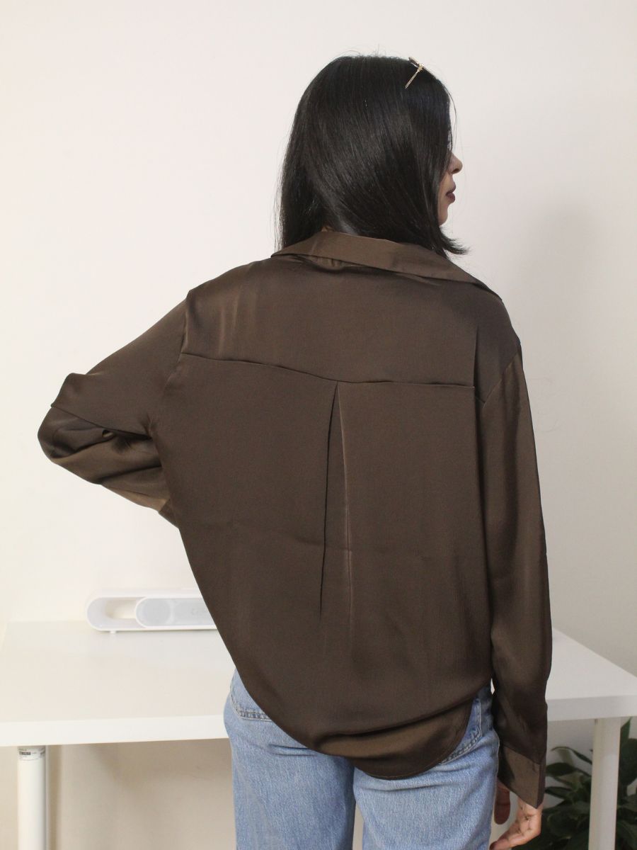 Dark Brown Satin Shirt