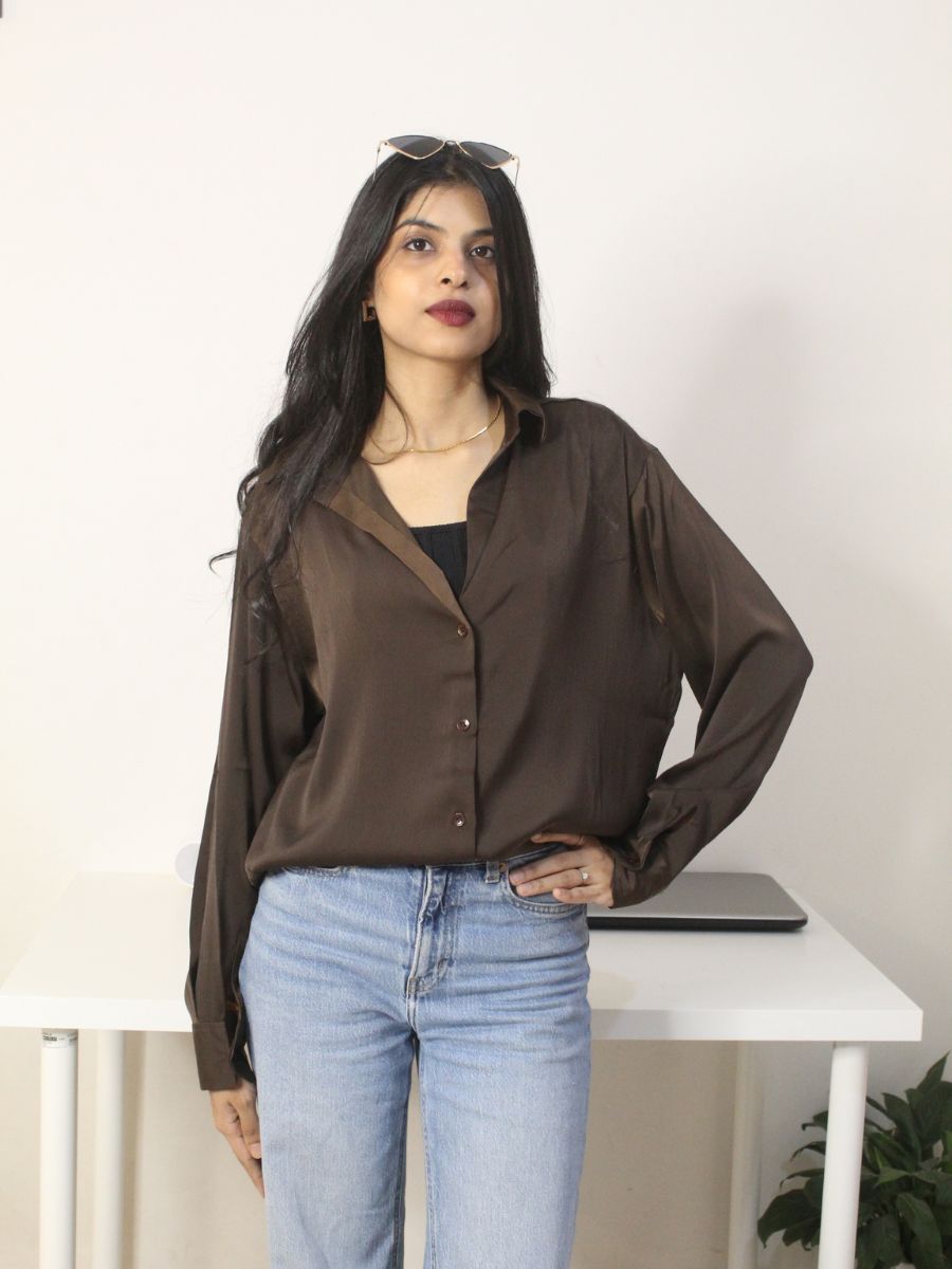 Dark Brown Satin Shirt