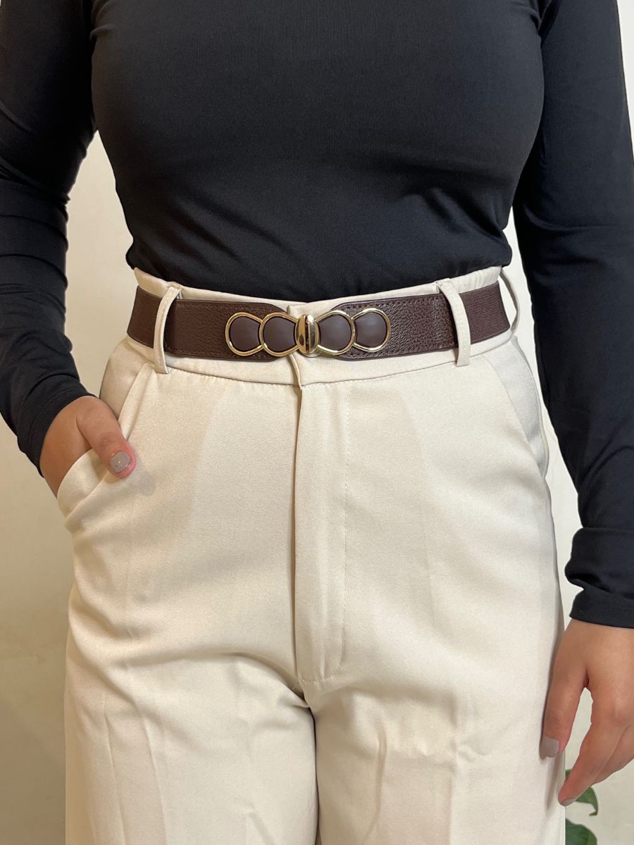 Interlinked Oval Stretch Brown Belt